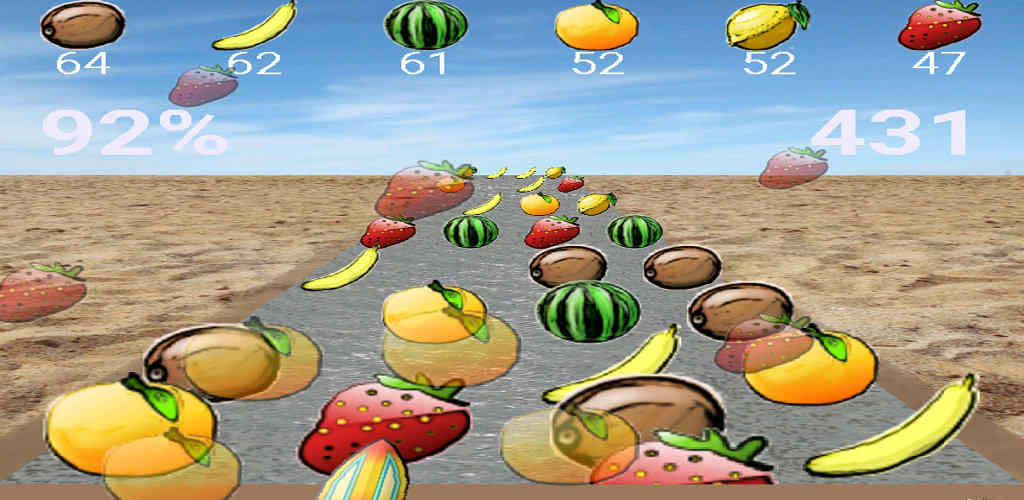 Screenshot von Obst im Fluss